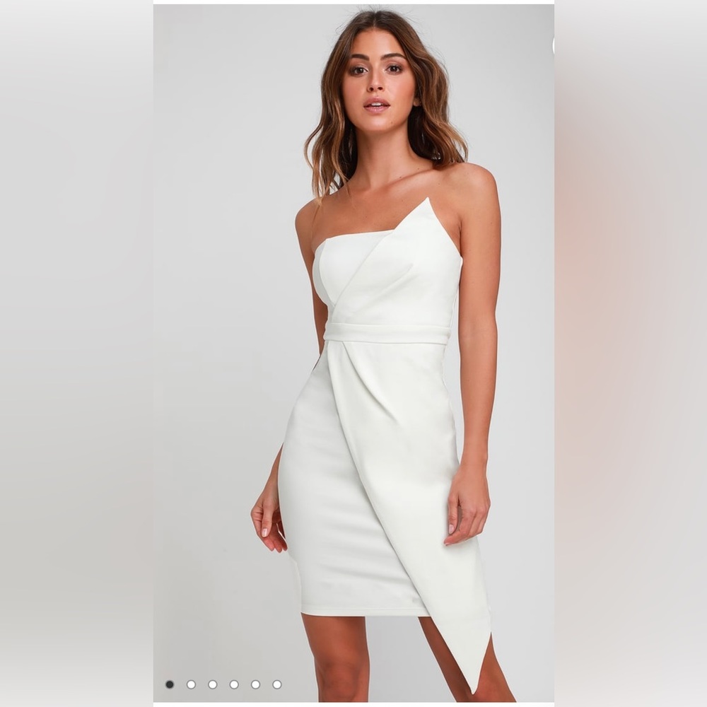 Queen of the City White Strapless Bodycon Dress